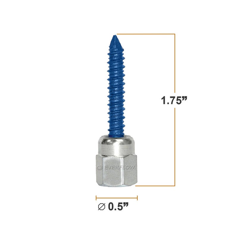 Everflow 8060925-25 1/2" Screw Vertically Threaded Rod Anchor Designed for Concrete Structure, Steel, Zinc Finish, 5/16 x 1-3/4" Screw Length (25 Pack) - Image 2